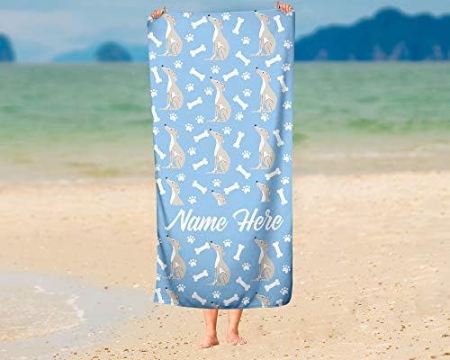 Personalized Pet Greyhound Towel - Custom Travel Bath Beach Pool Towel