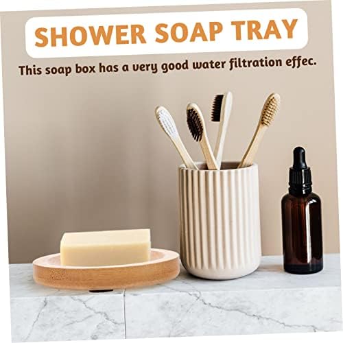 WOONEKY 2pcs Wooden Soap Holders Natural Drainage Bathroom Kitchen Sinks