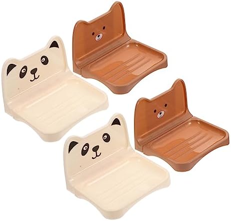 4PCS Cartoon Bear Wall Mounted Soap Racks Suction Cup Holder