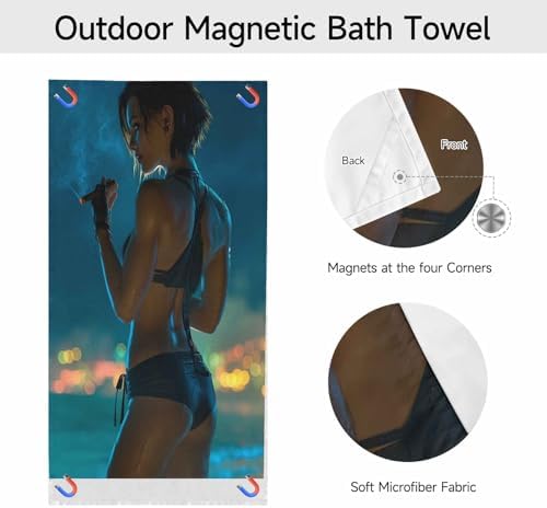 Magnetic Bath Towel for Travel Camping and Beach Use