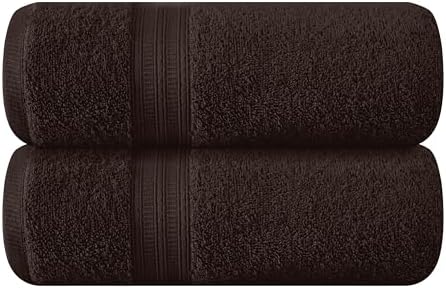 BOUTIQUO 2 Pack Oversized Cotton Bath Towels - Chocolate Brown 1