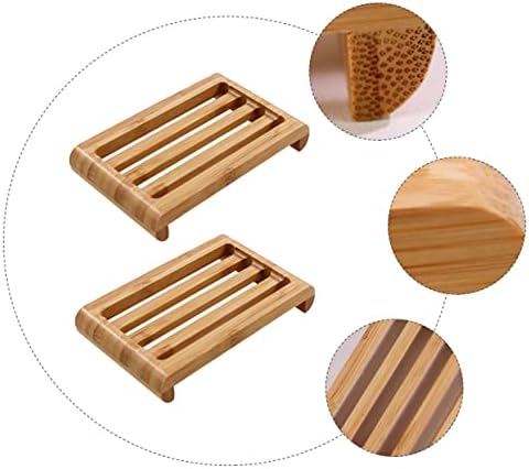 BUGUUYO 2pcs Bamboo Soap Dish Draining Holder