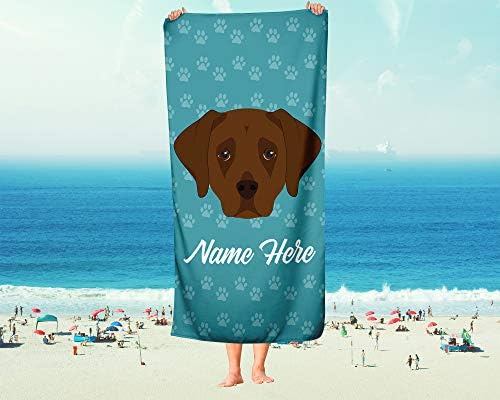 Personalized Chocolate Lab Beach and Bath Towels