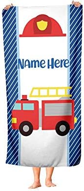 Personalized Corner Kids Beach Towel Police Firetruck Dumptruck Construction
