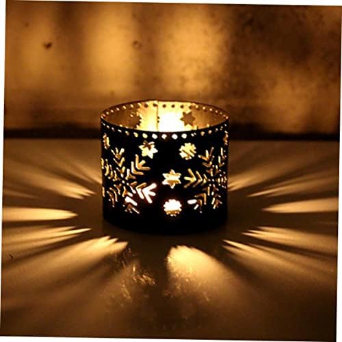 Cabilock Iron Hollow Christmas Candle Holder Snowflake Design Black