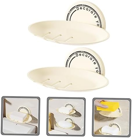 Amosfun 2pcs Self Draining Soap Dish Wall Mounted