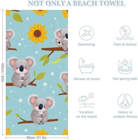 4SEE Extra Large Light Weight Beach Towels with Koala Bear Design