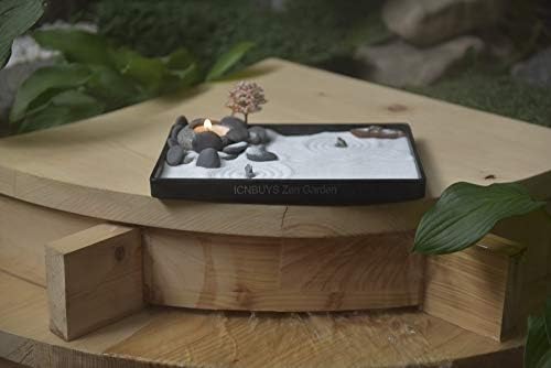Handmade Zen Garden Candle Holder Set with Tools and Sand