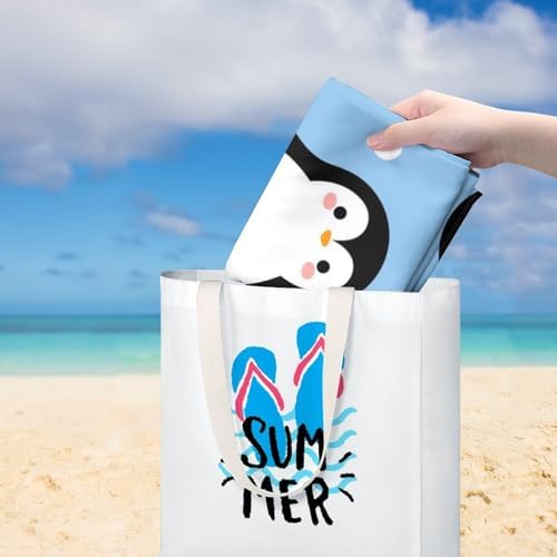ERHN Blue Dot Cute Penguin Beach Towel 130x80cm
