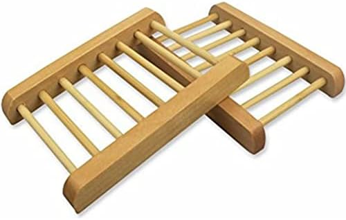 2 Natural Wooden Bamboo Soap Bar Dish Tray Holder