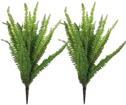 2Pcs Artificial Fern Plants Fake Boston Fern Faux Greenery