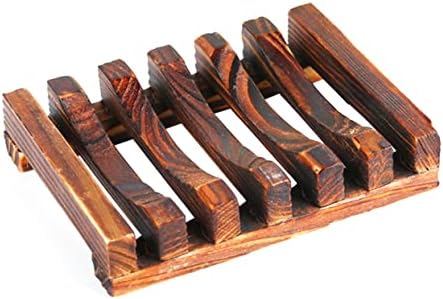 Alipis 4pc Soap Holder Carbonized Wood Drainage Bath Accessory