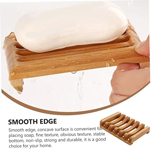 CANIGHT Bamboo Soap Dish Draining Holder Modern Bathroom Accessory