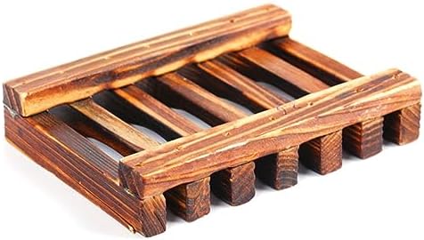 Zerodeko 2pcs Carbonized Wooden Soap Holder with Drainage