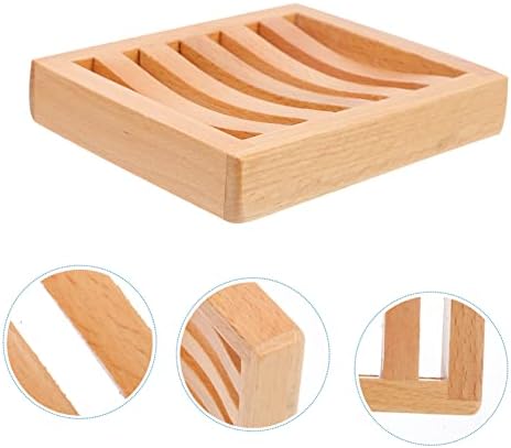 FONDOTIN Wooden Soap Dish Beech Holder Drainage