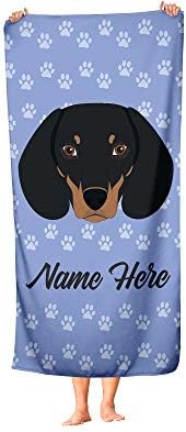Personalized Dachshund Face Beach and Bath Towels