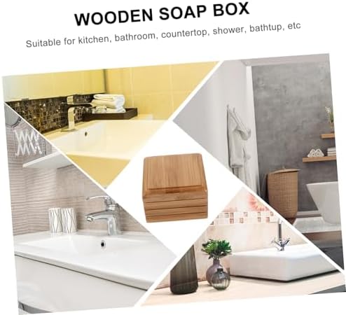 FONDOTIN Bath Shower Soap Box Wooden Holder