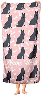 Personalized Black German Shepherd Pattern Towels for Adults Kids
