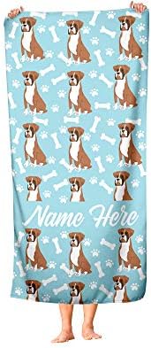 Personalized Boxer Face Beach and Bath Towels - Large and Medium