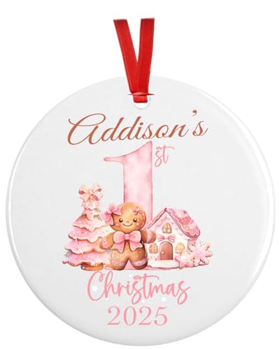 Baby Girl First Christmas Ornament 2025 Pink 1