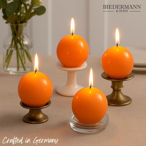 Biedermann Sons 25-Inch Round Ball Candles Set of 4 Cantaloupe Orange 1