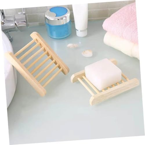 Unomor 6Pcs Wooden Soap Holder Drainage Tray for Bathroom Kitchen