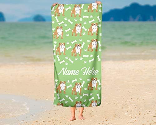 Personalized British Bulldog Beach Bath Towels for Adults Kids
