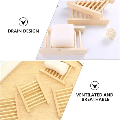Ciieeo 6Pcs Wooden Soap Dish for Bathroom and Kitchen
