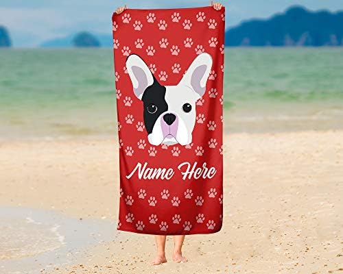 Personalized French Bulldog Beach and Bath Towels