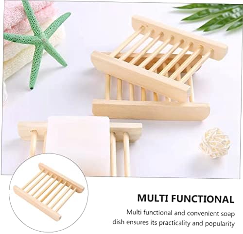 Wooden Soap Tray Holder 6pcs Natural Draining