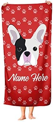 Personalized French Bulldog Beach and Bath Towels