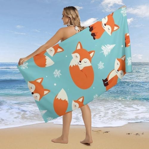 4SEE Cute Fox Beach Towels - Extra Large Lightweight