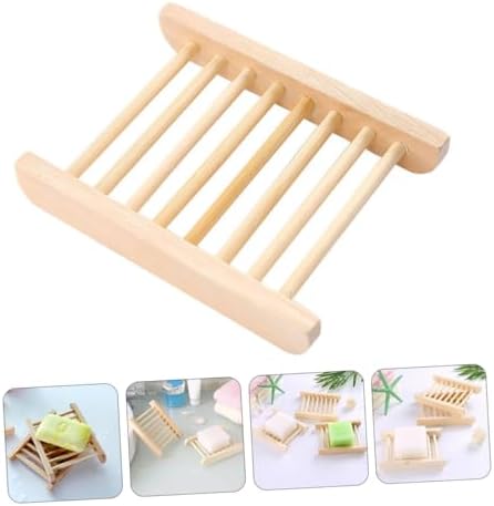 Unomor 6Pcs Wooden Soap Holder Drainage Tray for Bathroom Kitchen