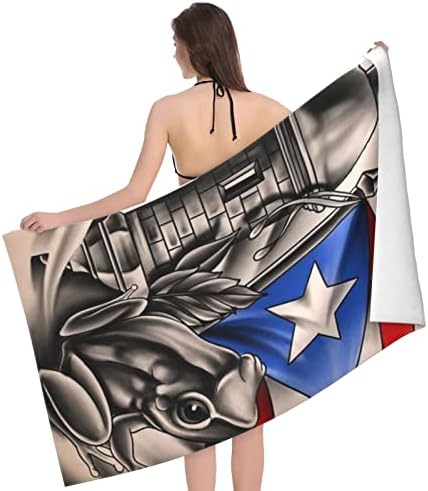 Puerto Rican Flag Microfiber Beach Towels for Kids and Adults