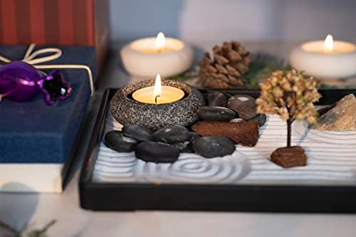 Handmade Zen Garden Candle Holder Set with Tools and Sand