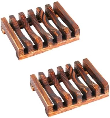 2pcs Wood Soap Shelf Holder Dish for Bathroom Countertop