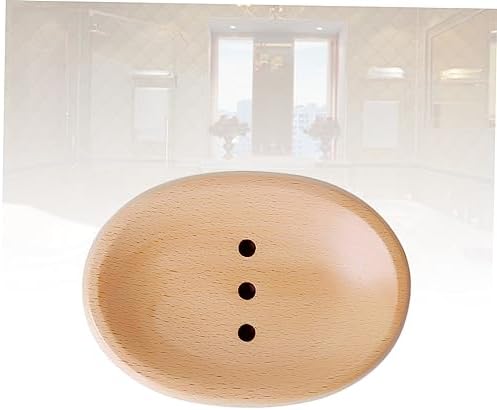 Amosfun Self-Draining Wooden Soap Dish Holder Round Oval Options
