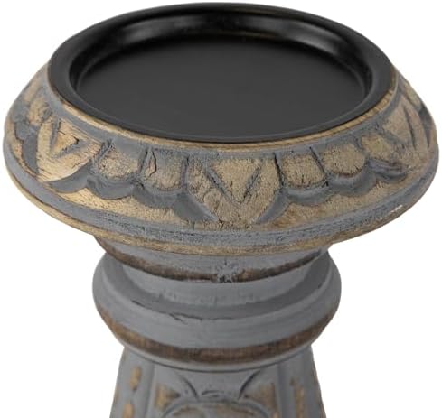 Northlight Set of 3 Brushed Gray Wooden Candle Holders
