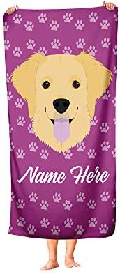 Personalized Golden Retriever Beach and Bath Towels