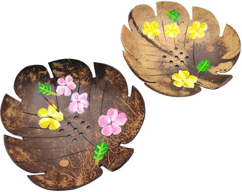 Coconut Shell Soap Dish Leaf Design 2 PCS