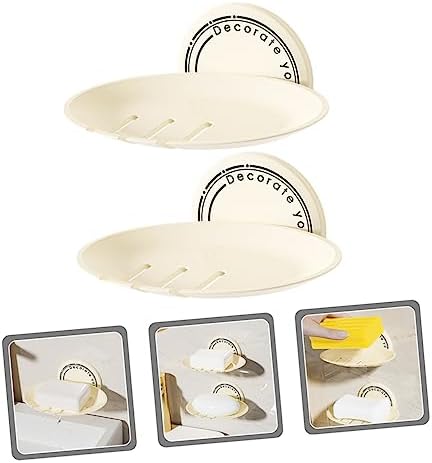 2Pcs Wall Mounted Self Adhesive Soap Dish for Shower and Kitchen
