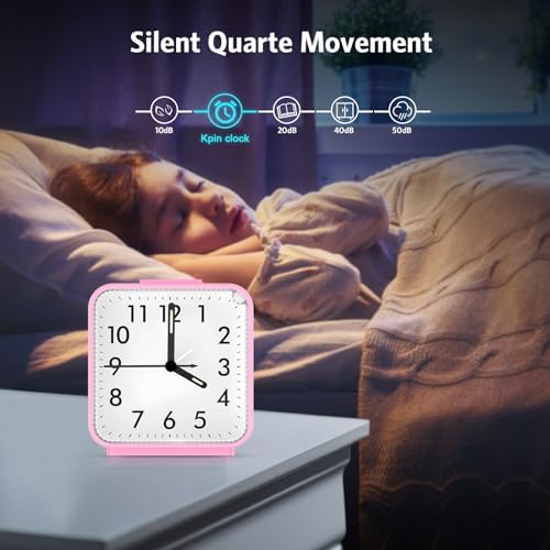 AMIR Silent Analog Alarm Clock with Snooze and Light