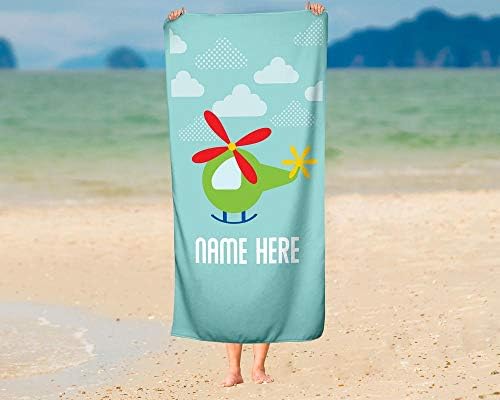 Personalized Corner Extra Large Green Helicopter Towel