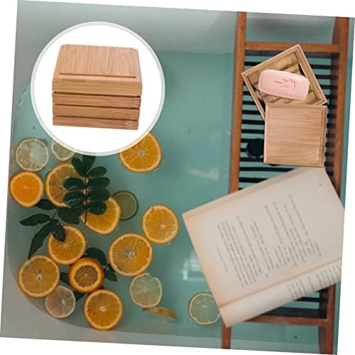 SHOWERORO Bamboo Soap Rack with Lid Holder
