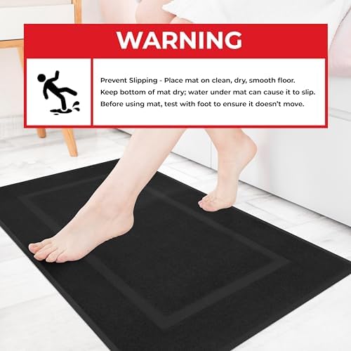 Cotton Paradise 100 Cotton Bath Mats Set of 2 Black