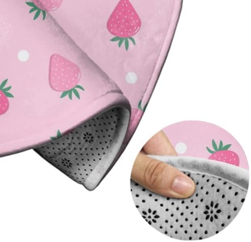 Modern Pink Strawberry Polka Dot Rug 36inch