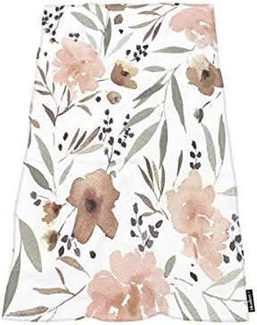 Moslion Comfy Bath Towel Blush Pink Taupe Watercolour Floral