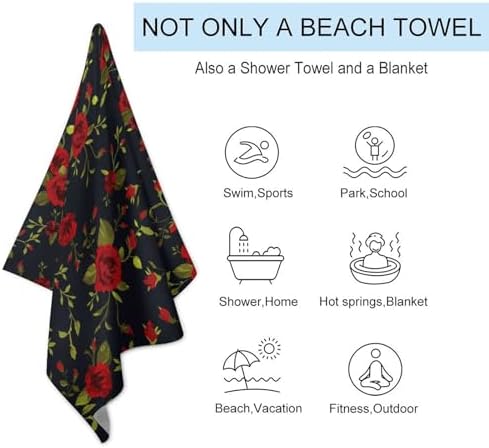 JZDACH Floral Roses Soft Bath Towel 31x51