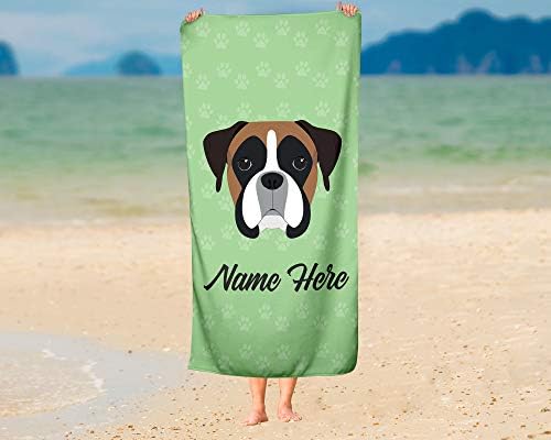 Personalized Boxer Face Beach Bath Towels