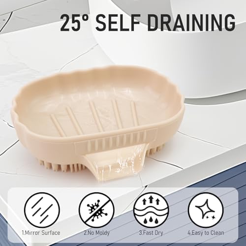 Cute Sea Shell Silicone Soap Dish with Bristles Brush